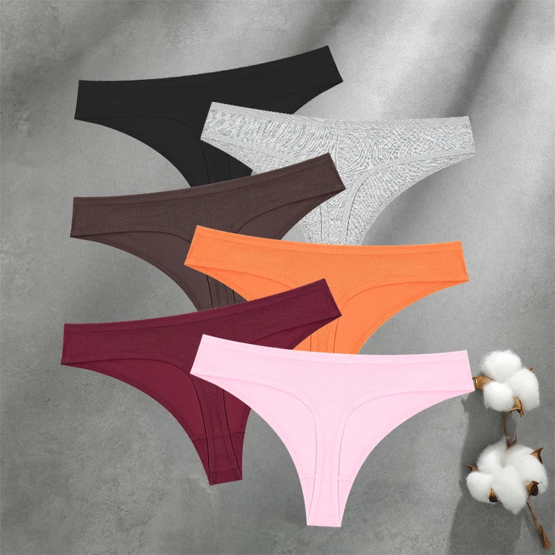 Women's Seamless Cotton Thongs 6-Pack | Low-Rise G-String | OWNLUXE
