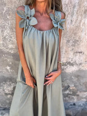 V-Neck Lace-Up Dress | OWNLUXE