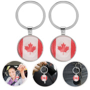 2pcs Canada Flag Keychains - Mini Metal Key Rings for Backpack & Luggage Decoration
