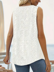 Plus Size Square Neck Hollow Knit Tank Top