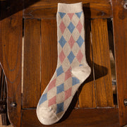 1 Pair Women Socks Spring Autumn Retro Style Men Couple Cotton Socks Flower Stripe Plaid Pattern Solid Colorful Socks EUR 37-43