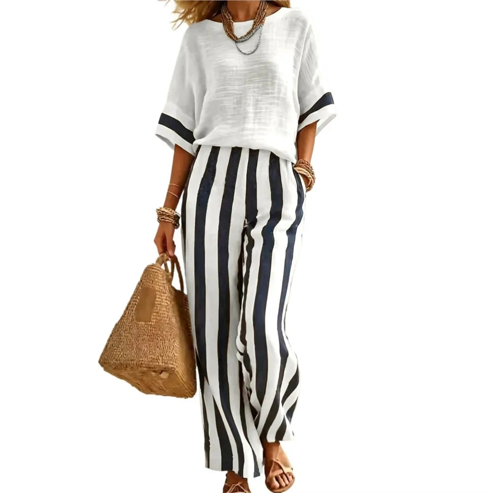 Women's Wide Leg Striped Pants | OWNLUXE