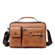 Men's PU Leather Satchel - Rivet Detail Crossbody Bag