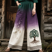 Women's 3D Cat Print Wide Leg Pants - Casual Straight Leg Trousers
