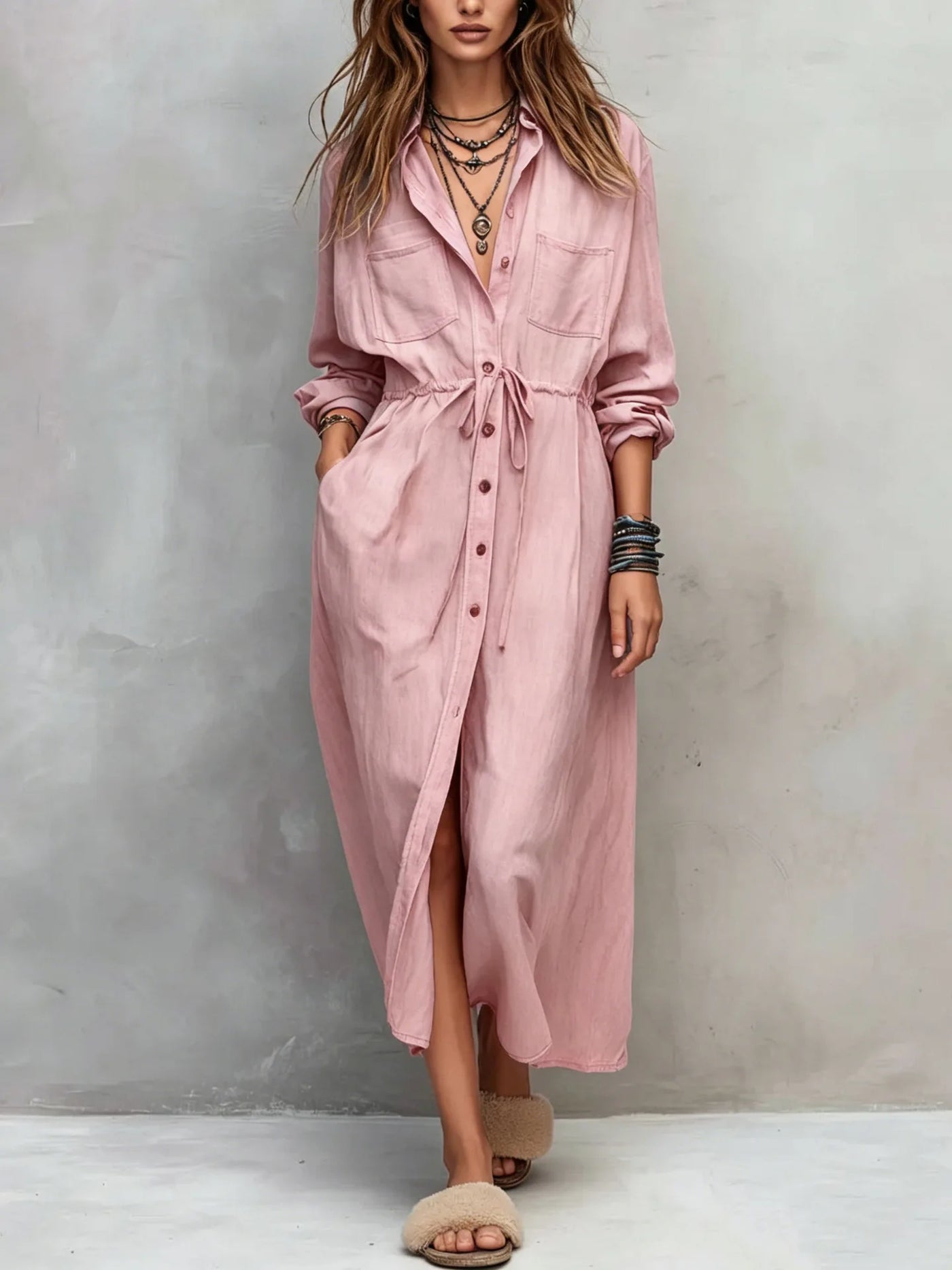 Vintage Long-Sleeve Maxi Dress | OWNLUXE