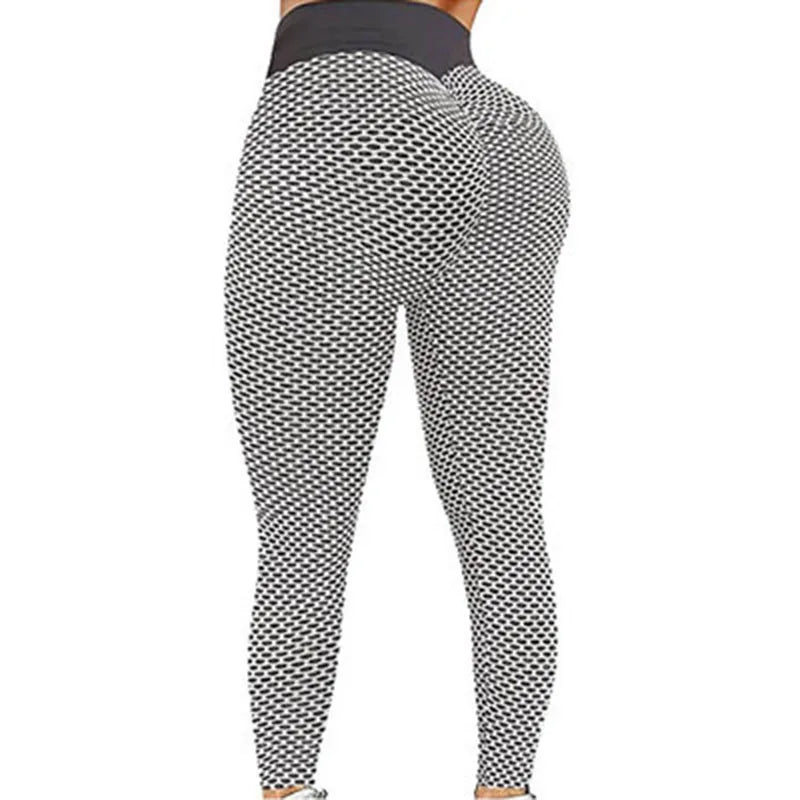 Seamless High Waist Grid Tights Yoga Pants – Breathable, PushUp Leggings for Women