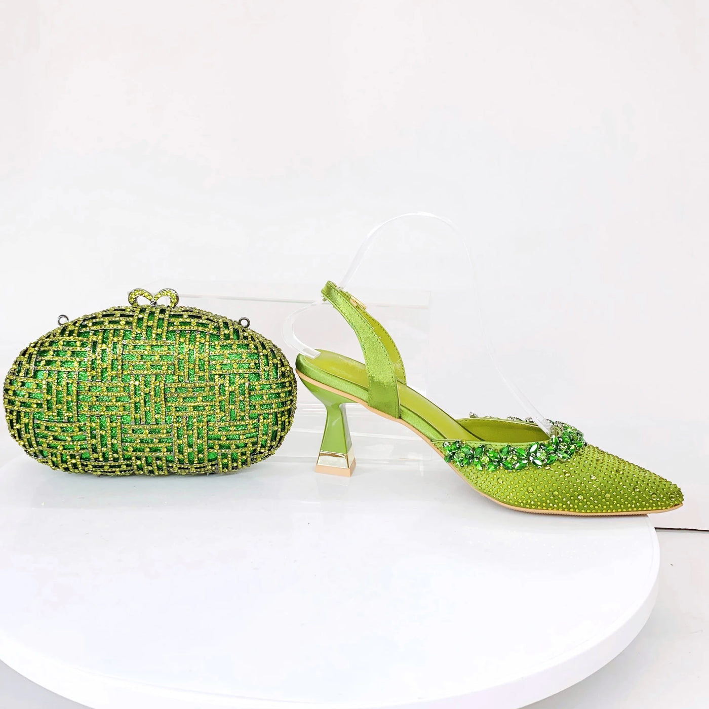 Crystal Sandals and Clutch Bag Set – Rhinestone Party Heels
