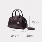Split Leather Boston Bowling Bag - Compact Travel Crossbody Shoulder Bag | OWNLUXE