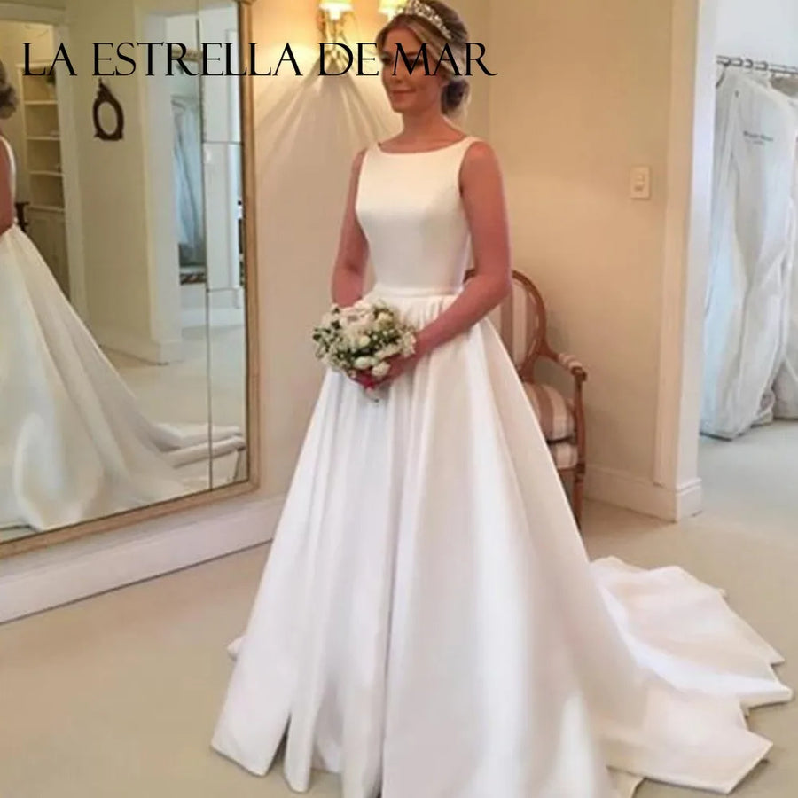 Extended-Size Satin Sleeveless A-Line Dress | OWNLUXE