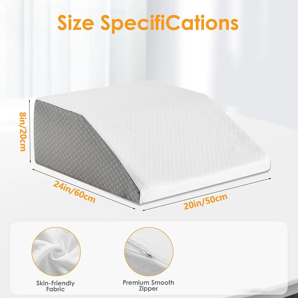 8-Inch Leg Elevating Pillow - Memory Foam Wedge for Side Sleeping & Rest
