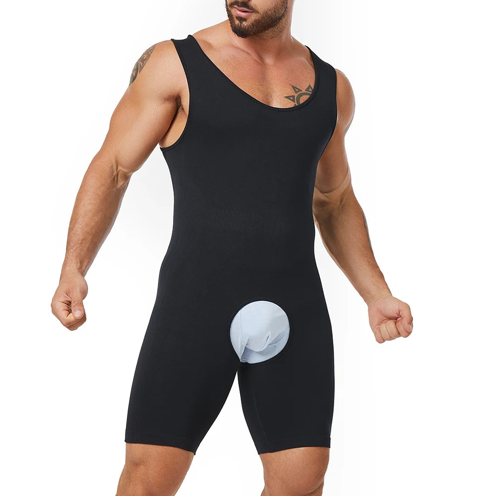 Seamless Men’s Full Body Shaper Bodysuit for Tummy Control