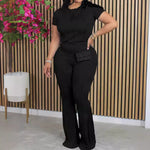 Load image into Gallery viewer, ✨ Women’s Summer 2-Piece Set – Short Sleeve Top &amp; High-Waisted Pants | Ensemble estival 2 pièces pour femme – Haut manches courtes et pantalon taille haute
