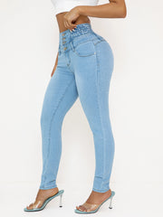 High-Waisted Stretch Denim Jeans - Slim Fit Butt Lifting Skinny Jeans