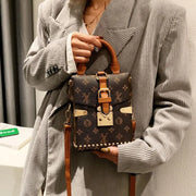 Retro Floral Mini Bucket Bag – Women's Casual Crossbody with Lock Buckle