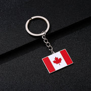 Canada Flag Themed Keychain - Stainless Steel Oil-Drop Pendant Unisex Accessory