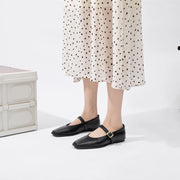 Women's Square Toe Leather Flats – Shop at OWNLUXE