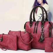 4-Piece Luxury Tassel Handbag Set - Premium Vegan Leather Shoulder Bag Collection | OWNLUXE