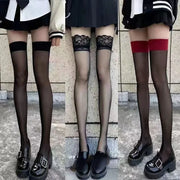 Red Lace Thigh-High Stockings | OWNLUXE