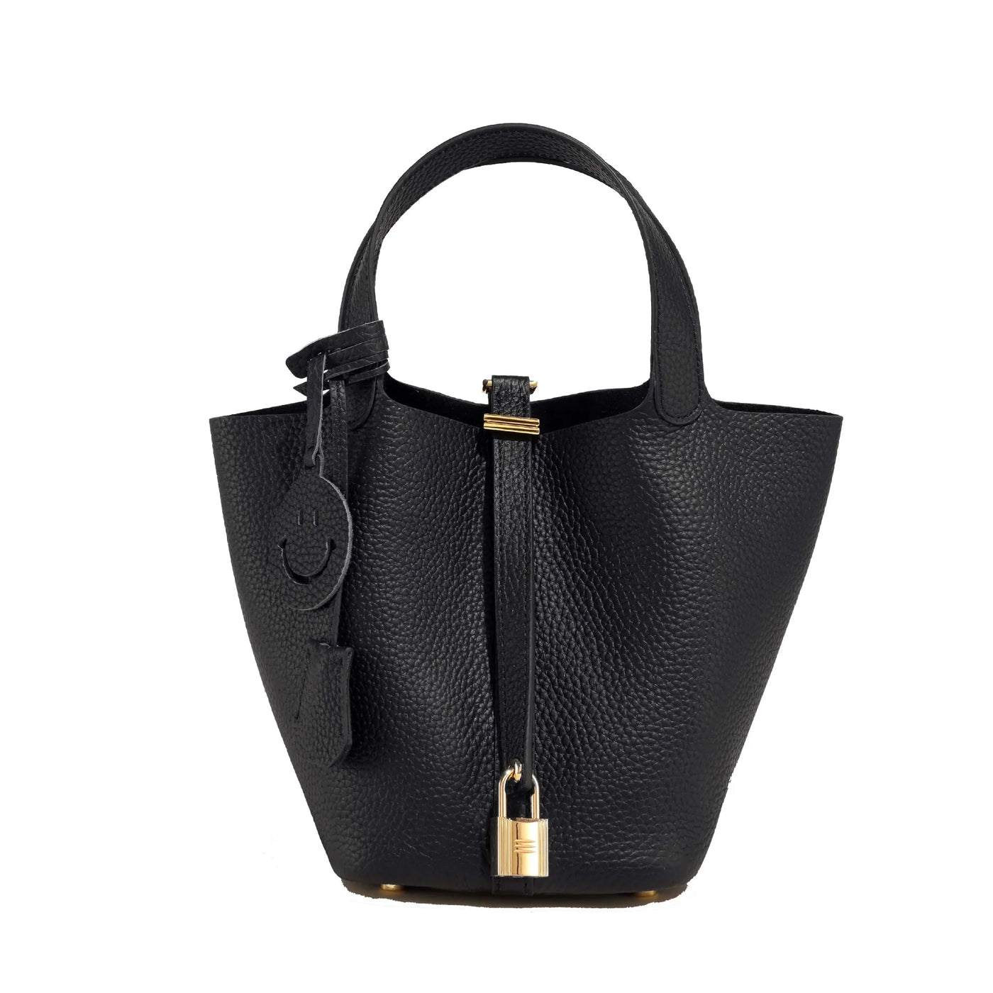 Genuine Cowhide Leather Bucket Bag - Fashion Lock Handbag with Phone Pocket | OWNLUXE