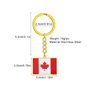 Canada Flag Themed Keychain - Stainless Steel Oil-Drop Pendant Unisex Accessory