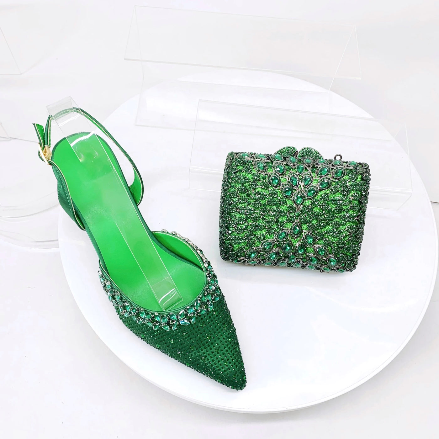 Crystal Sandals and Clutch Bag Set – Rhinestone Party Heels