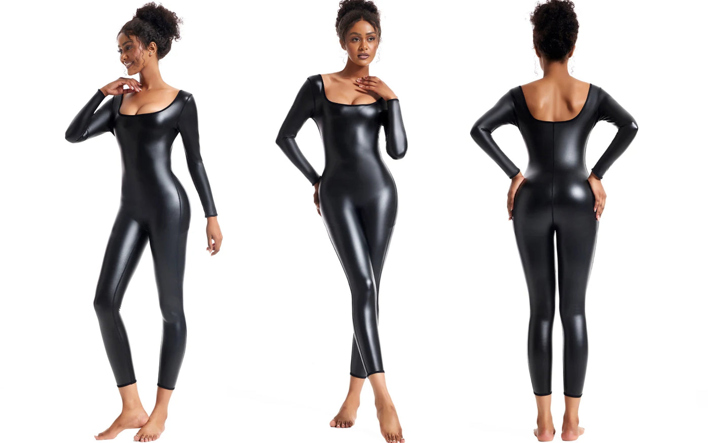 Faux Leather Wire-Free Bodysuit Shaper | OWNLUXE