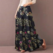 Floral Wide Leg Pants – Bohemian Drawstring