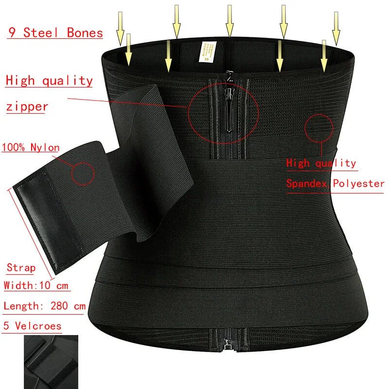 Steel-Bone Adjustable Tummy-Control Wrap Waist Trainer | OWNLUXE
