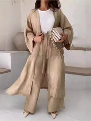 Longline Wide-Leg Pant Set - High Waist Two-Piece for Women