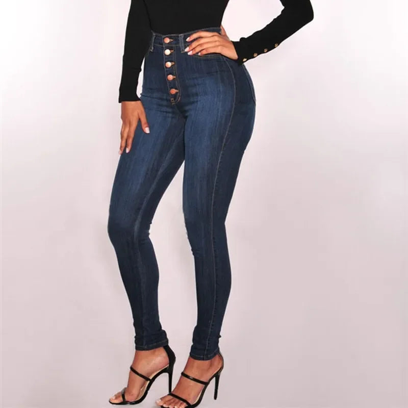 High-Waist Push-Up Jeans - Stretch Skinny Mom Jeans for Women