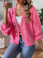 Load image into Gallery viewer, FairyShely 2025 Autumn Winter Long Sleeve Sweater Cardigan Women Solid Casual Cardigan Ladies Loose Short Knitted Coat Outwears
