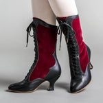 Load image into Gallery viewer, Sexy Canvas Motorcycle Boots – Ankle-Length Spike Heels with Fur &amp; Animal Print
