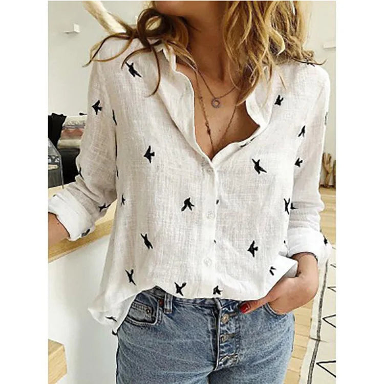 Long-Sleeve Cotton Linen Tunic Blusas | OWNLUXE