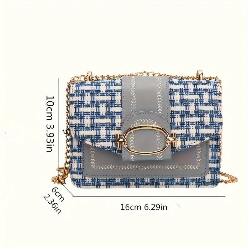 Chic Mini Plaid Tweed Crossbody Bag - Adjustable Strap Satchel | OWNLUXE