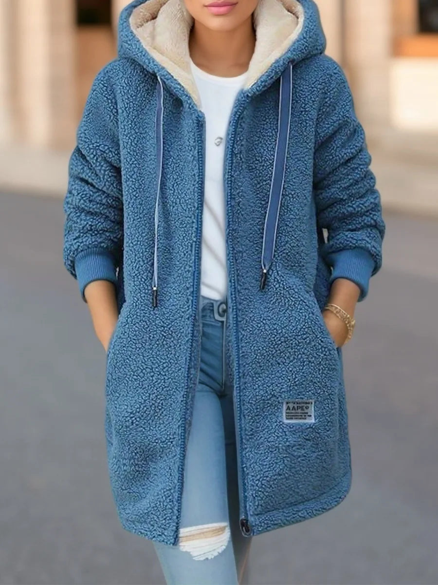 Hooded Fleece-Lined Wool Coat | OWNLUXE