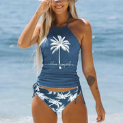 Drawstring Halter Bathing Tankini Set | OWNLUXE