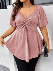 Office V-Neck Extended-Size Blouse | OWNLUXE