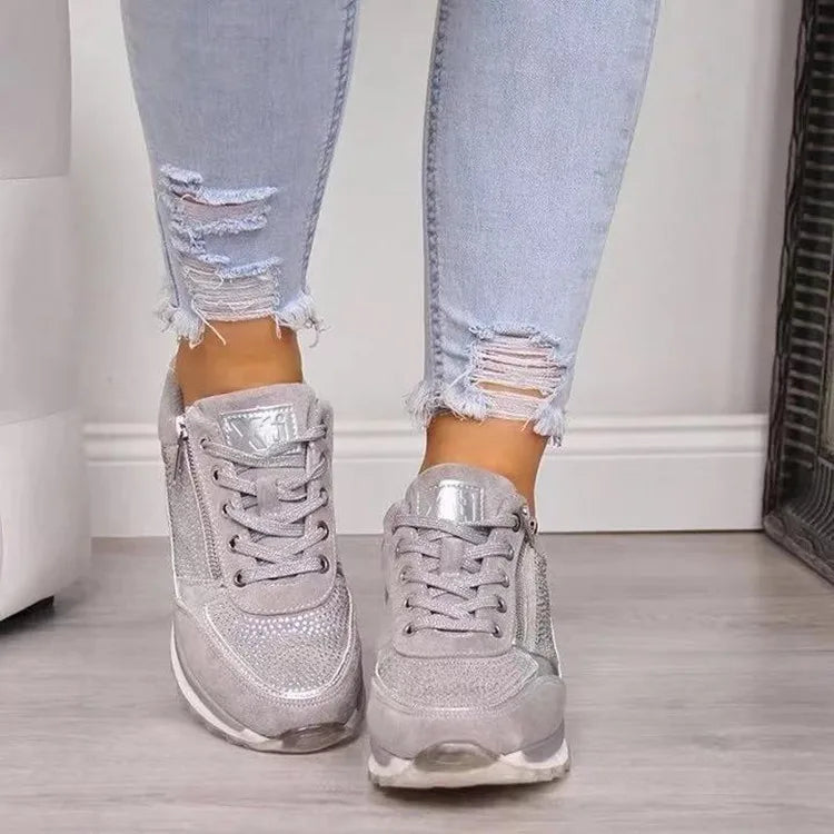 Summer Sneakers Women Solid Color Lace-up Versatile Heels | OWNLUXE