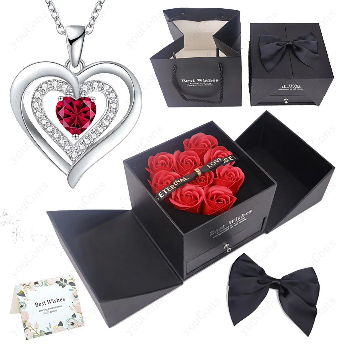 Heart Zircon Pendant Necklace – Comes in Rose Bow Gift Box | OWNLUXE