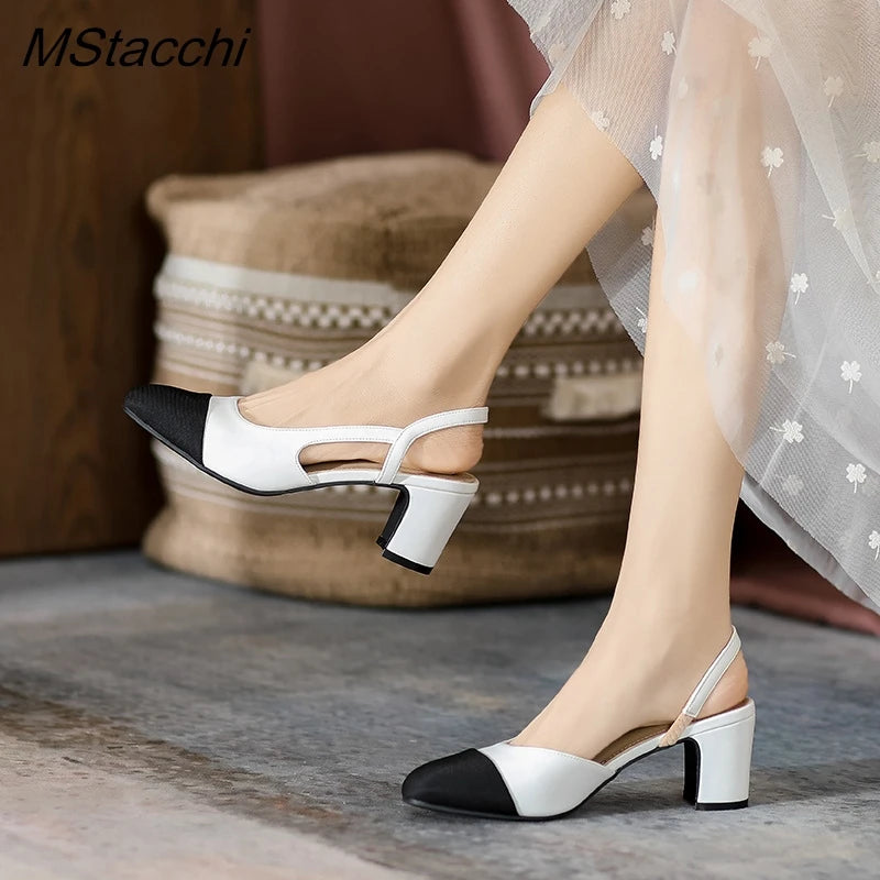 Women's Slingback Leather Heels | OWNLUXE