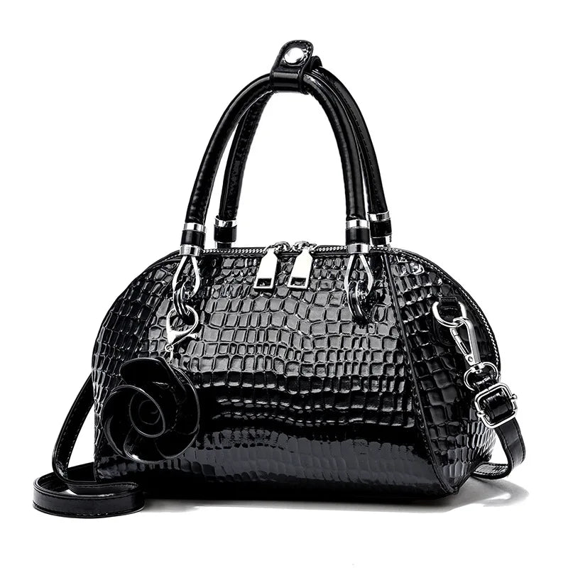 Yellow Crocodile Pattern Tote Bag - Small Shell Messenger