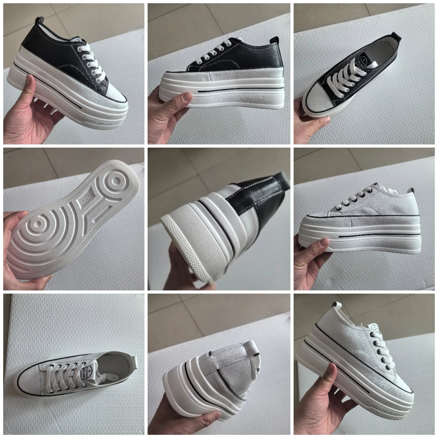 Women's Genuine Leather High Heel Street Sneakers