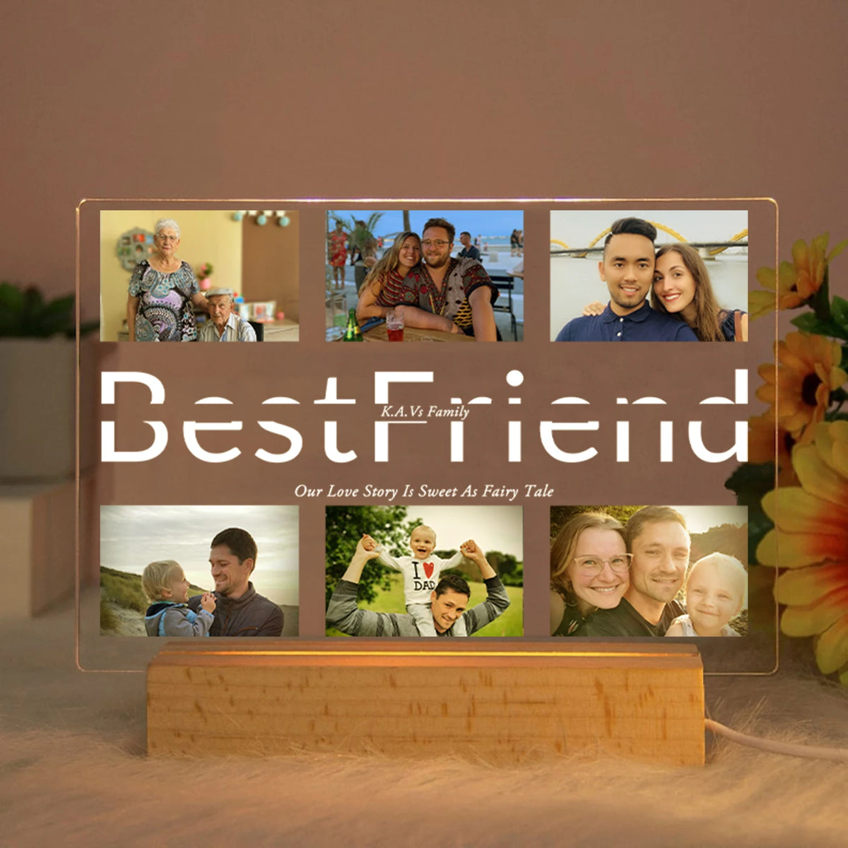 Custom Acrylic Lamp Personalized Photo Text Bedroom | OWNLUXE