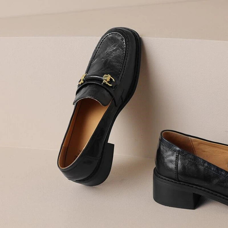 Women's Square Toe Leather Vintage Loafers – Shop at OWNLUXE