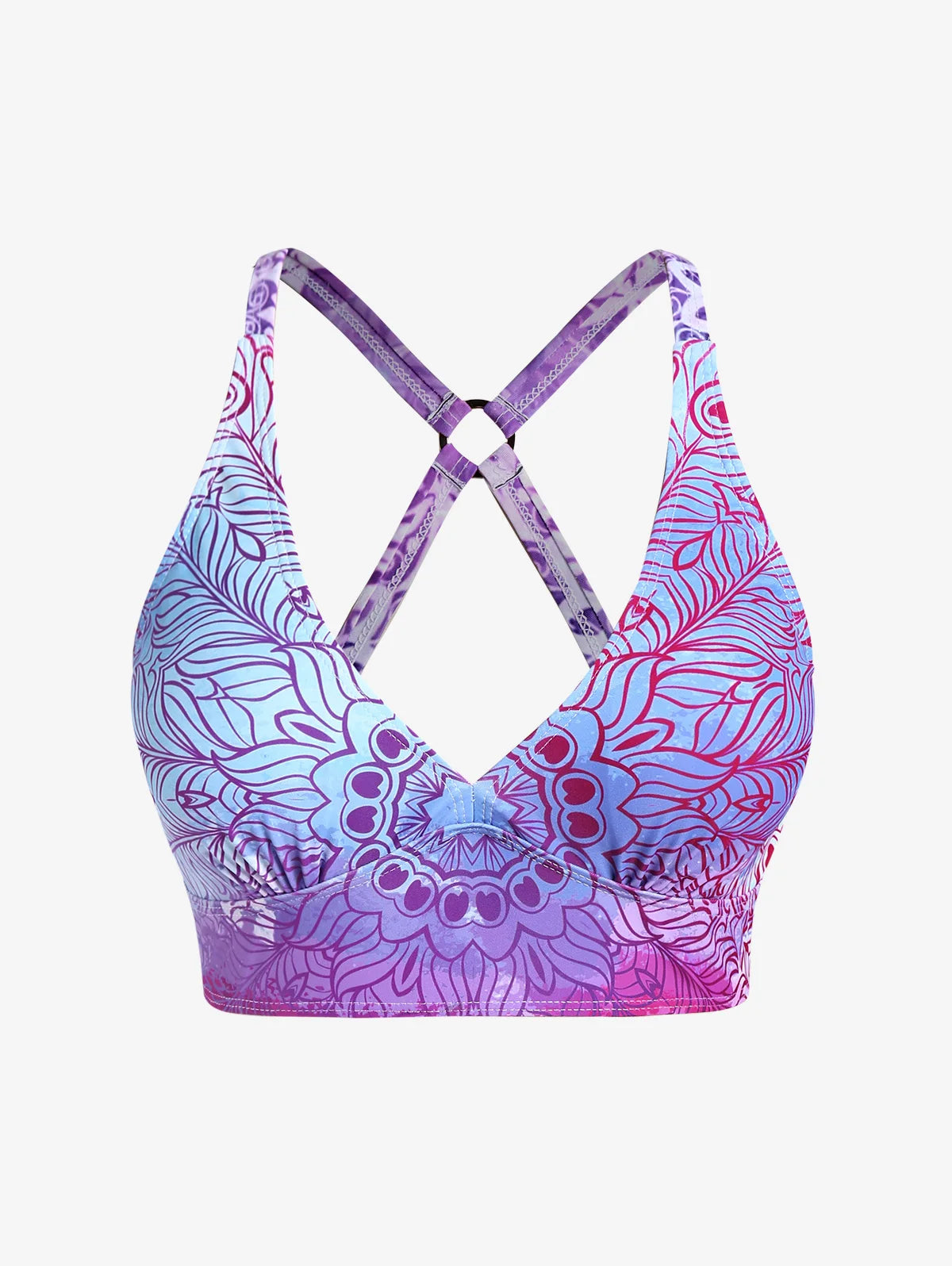 Extended-Size Padded Striped Colorblock Tankini Set | OWNLUXE