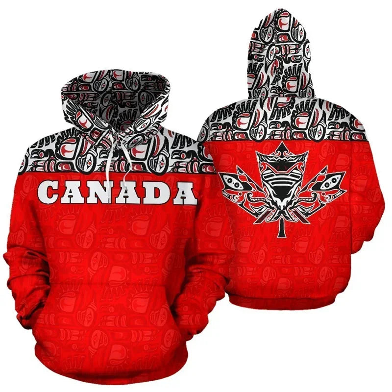 Fashion 3D Canada Natianal Flag Emblem Printed Hoodies | OWNLUXE