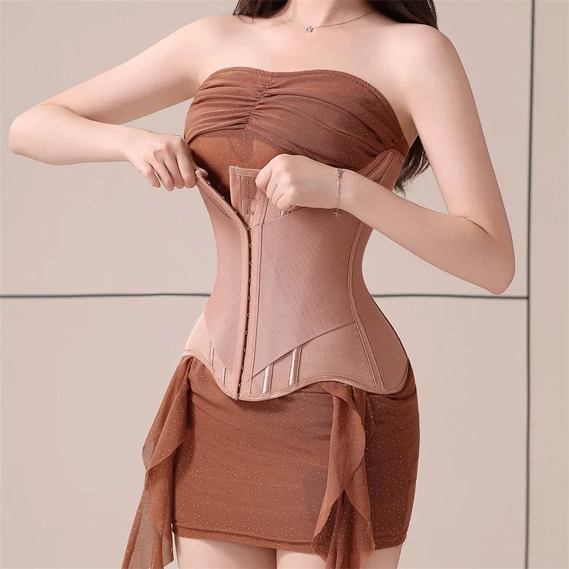 U-Shaped Waist Trainer Corset with Breast Lift - Steel Boned Shapewear