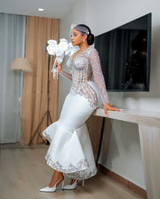 Long-Sleeve Lace Beaded Dress | OWNLUXE