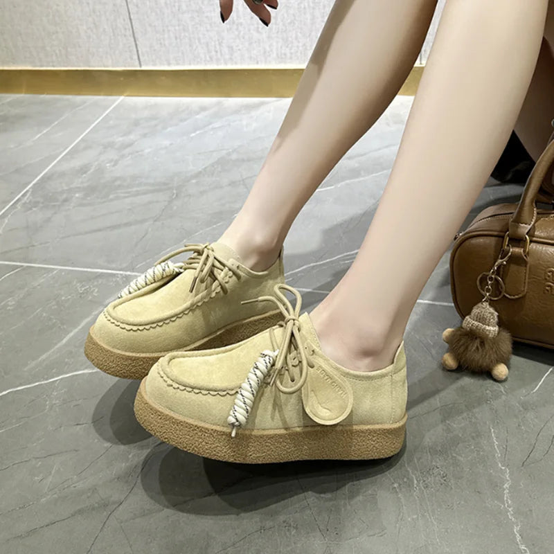 Women's Lace Leather Loafers (Khaki) – Shop at OWNLUXE