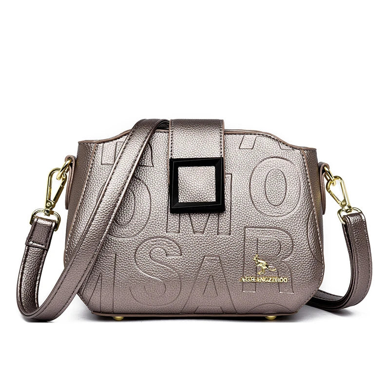 New High Quality Letters Leather Luxury Handbags Women Small Designer Shoulder Bags Women Fashion Simple Ladies Crossbody Bags